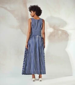 Blue And White Light House Maxi Dress -Ethereal Styles kkss22007b