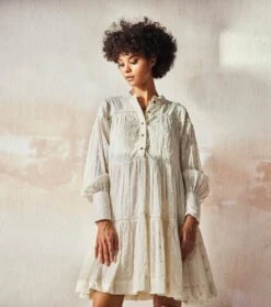 Off-White Pebble Dress -Ethereal Styles kkss220172