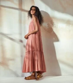 Rust Pink Maxi Dress -Ethereal Styles kkss220342