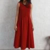 Scrunchy Smock Dress -Ethereal Styles kmdr037scrdrred1