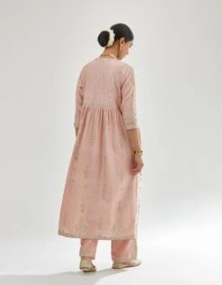 Pink Silk Chanderi Kurta-Dress Set With Zari, Dori And Gota Embroidery 15 Pink Silk Chanderi Kurta-Dress Set With Zari, Dori And Gota Embroidery -Ethereal Styles kn06ab