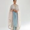 Blue Silk Chanderi Kurta-dress Set With Zari, Dori And Gota Embroidery 2 Blue Silk Chanderi Kurta-dress Set With Zari, Dori And Gota Embroidery -Ethereal Styles kn06b1