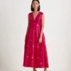 Fuchsia Banarasi Silk Dress -Ethereal Styles ks130fuchsia1 1