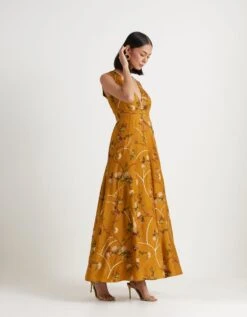 Mustard Silk Dress -Ethereal Styles ks131mustard3 1