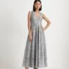 Grey Chanderi Silk Dress 1 Grey Chanderi Silk Dress -Ethereal Styles ks132grey1 1