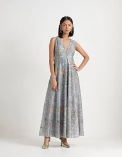 Grey Chanderi Silk Dress