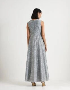 Grey Chanderi Silk Dress -Ethereal Styles ks132greyb 1