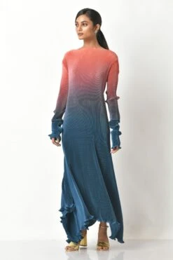 Coral Into Navy Shaded A Line Kaftaan Dress -Ethereal Styles kug0222016 3