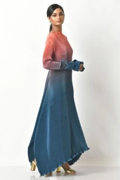 Coral Into Navy Shaded A Line Kaftaan Dress -Ethereal Styles kug0222016 4