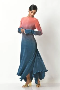 Coral Into Navy Shaded A Line Kaftaan Dress -Ethereal Styles kug0222016 b