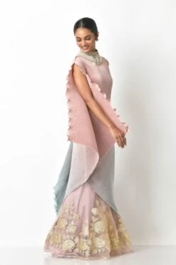 Ombred Salmon And Mint Pleated Dress -Ethereal Styles kug0322002 3