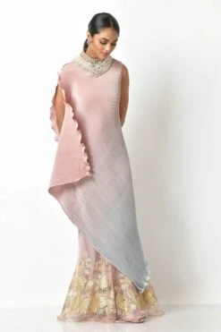 Ombred Salmon And Mint Pleated Dress -Ethereal Styles kug0322002 4