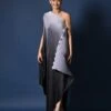 Silver Grey Ombred Black One Shoulder Drape Dress -Ethereal Styles kug07230201