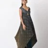 Navy Into Olive Tribal Printed Wrap Dress With Motif Detail -Ethereal Styles kug09220031