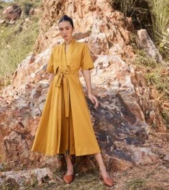 Mustard Yellow Those Days Midi Dress -Ethereal Styles kw6862