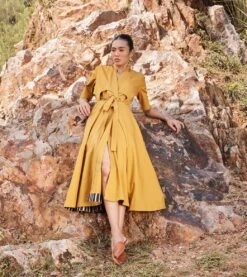 Mustard Yellow Those Days Midi Dress -Ethereal Styles kw6863