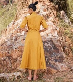 Mustard Yellow Those Days Midi Dress -Ethereal Styles kw686b