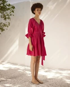 Fuschia Pink First Love Wrap Dress -Ethereal Styles kw7183