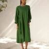 Forest Green Late Spring Midi Dress 2 Forest Green Late Spring Midi Dress -Ethereal Styles kw7191