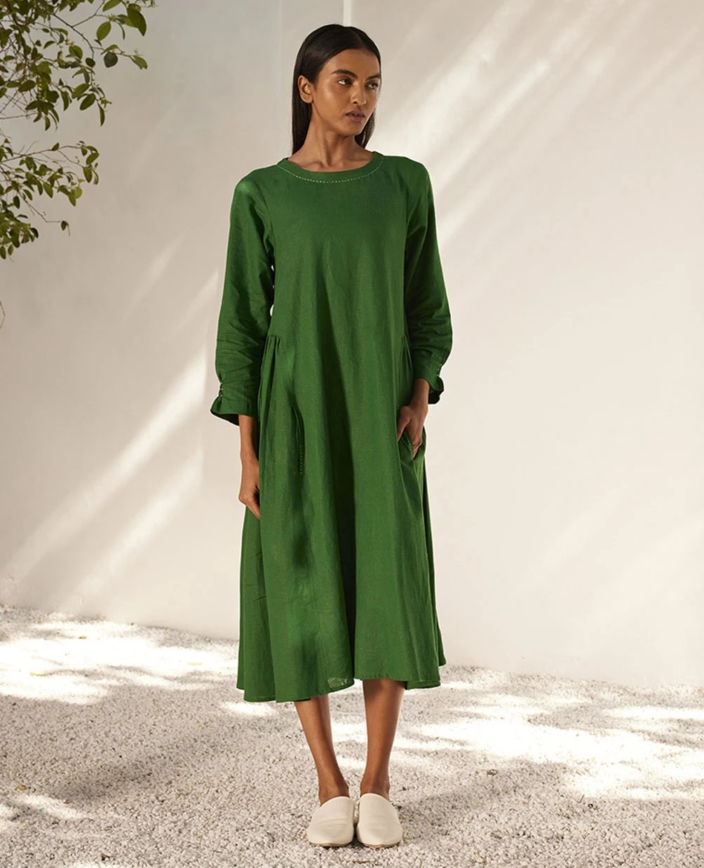 Forest Green Late Spring Midi Dress 3 Forest Green Late Spring Midi Dress
