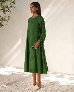 Forest Green Late Spring Midi Dress 8 Forest Green Late Spring Midi Dress -Ethereal Styles kw7192