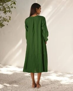 Forest Green Late Spring Midi Dress 11 Forest Green Late Spring Midi Dress -Ethereal Styles kw719b