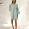 Sage Blue Blue Haze Shirt Dress -Ethereal Styles kw7201