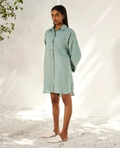 Sage Blue Blue Haze Shirt Dress -Ethereal Styles kw7202