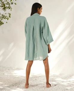 Sage Blue Blue Haze Shirt Dress -Ethereal Styles kw720b