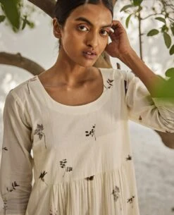 Off-White Botanical Dress -Ethereal Styles kw7483