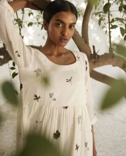 Off-White Botanical Dress -Ethereal Styles kw7485