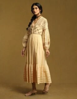 Beige Embroidered Tiered Long Dress -Ethereal Styles ldrcvl01n30967882beige2