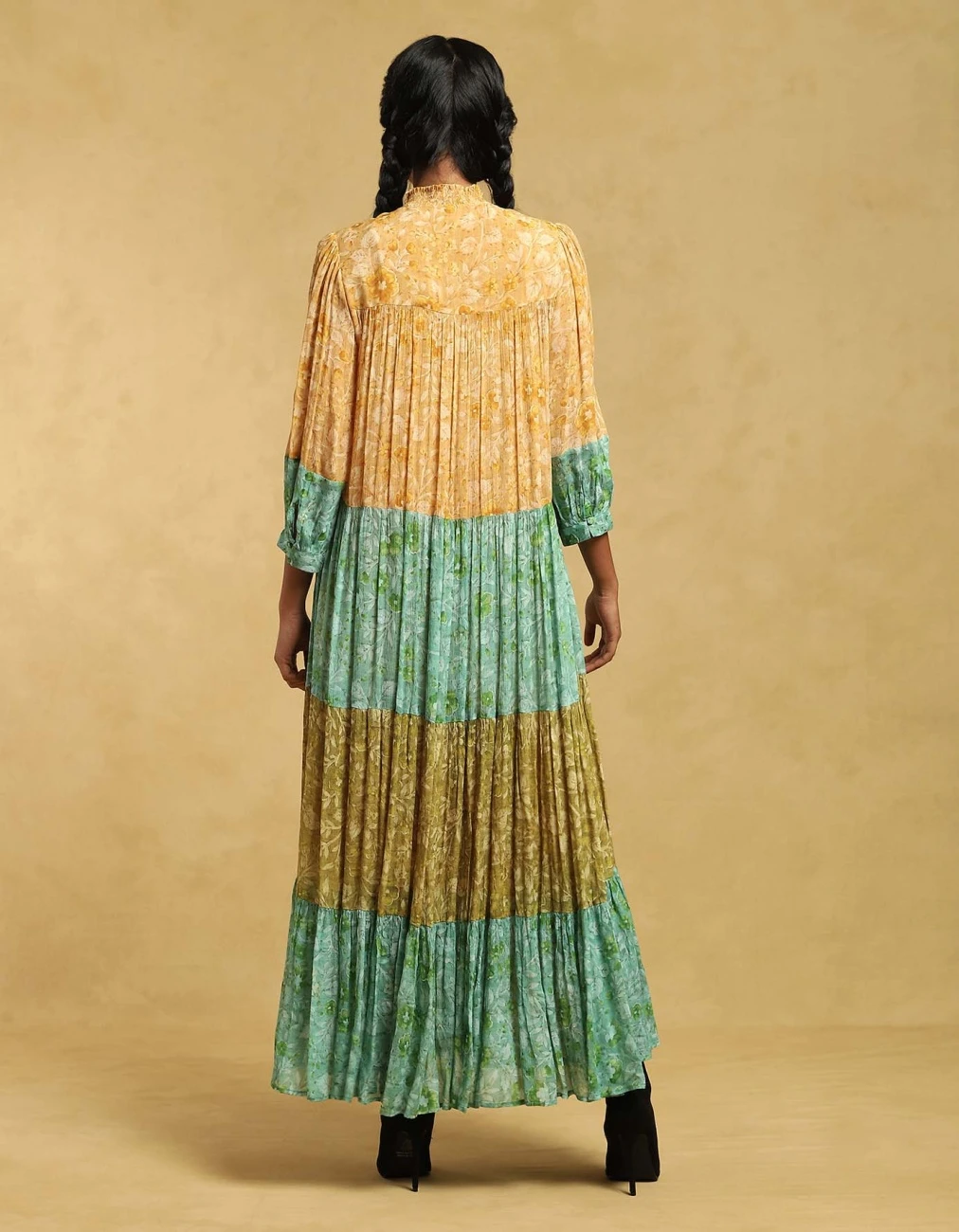 Green Floral Print Tiered Long Dress 7 Green Floral Print Tiered Long Dress - Image 5