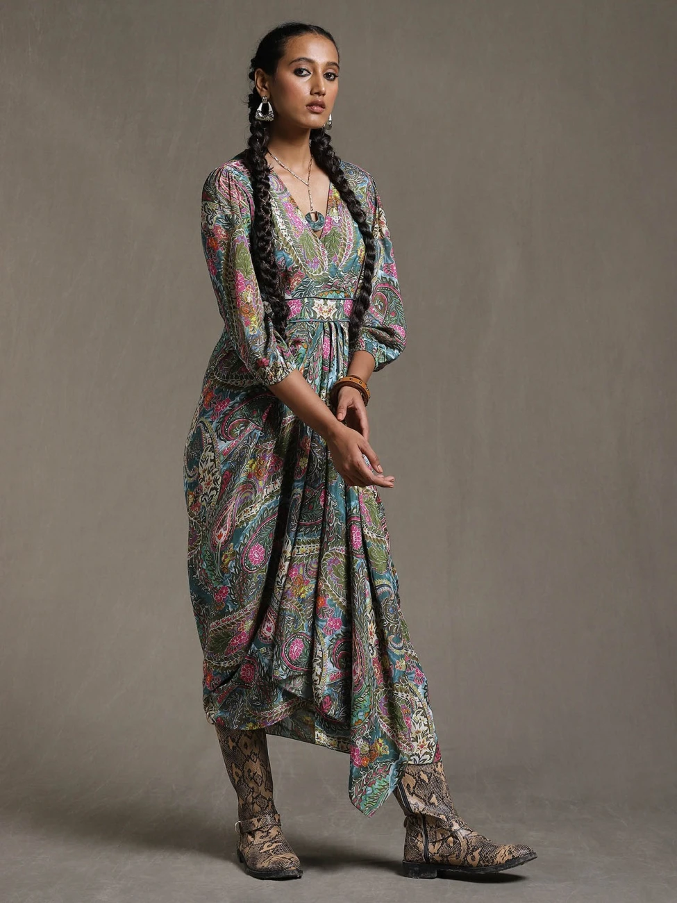 Green Paisley Print Dress 5 Green Paisley Print Dress - Image 3