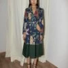 Evening Bloom Print And Olive Colour Blocked Wrap Dress 1 Evening Bloom Print And Olive Colour Blocked Wrap Dress -Ethereal Styles ls005dr531 2