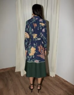 Evening Bloom Print And Olive Colour Blocked Wrap Dress -Ethereal Styles ls005dr53b 1