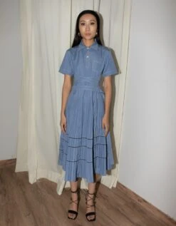 Azure Fan Frill Polo Dress