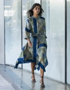 Green Printed Hankerchief Dress -Ethereal Styles ls23004ds152