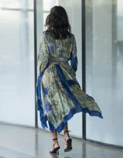 Green Printed Hankerchief Dress -Ethereal Styles ls23004ds15b