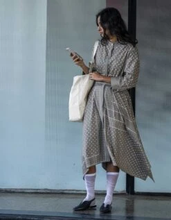 Beige Hankerchief Dress -Ethereal Styles ls23004hkds03b