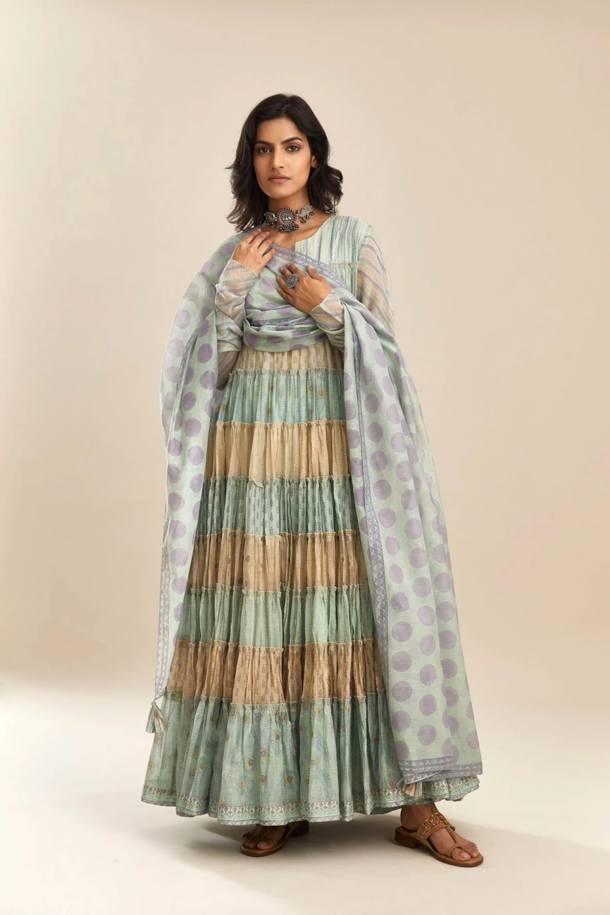 Hand Block Printed Multi-Tiered Kurta Dress Set 10 Hand Block Printed Multi-Tiered Kurta Dress Set - Image 8