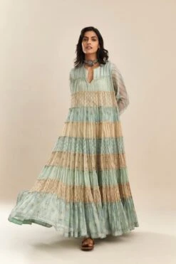 Hand Block Printed Multi-Tiered Kurta Dress Set 25 Hand Block Printed Multi-Tiered Kurta Dress Set -Ethereal Styles lt07 3 1