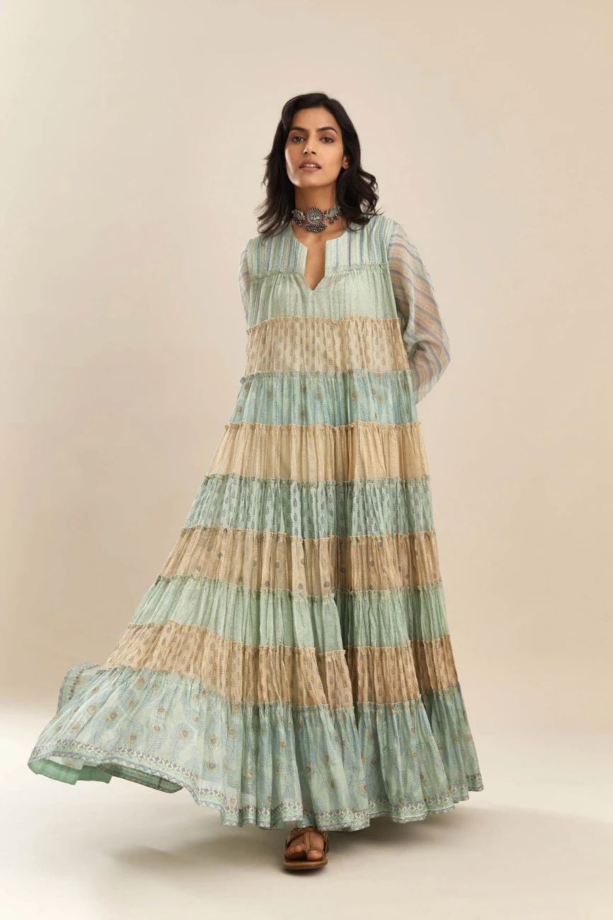 Hand Block Printed Multi-Tiered Kurta Dress Set 12 Hand Block Printed Multi-Tiered Kurta Dress Set - Image 10