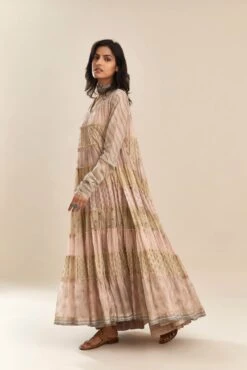 Pink Hand Block Printed Multi-Tiered Kurta Dress Set -Ethereal Styles lt07a 3