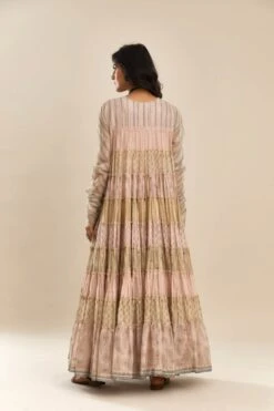 Pink Hand Block Printed Multi-Tiered Kurta Dress Set -Ethereal Styles lt07a b 1