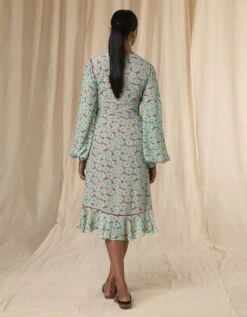 Blue And Red Mid- Length Wrap Dress 11 Blue And Red Mid- Length Wrap Dress -Ethereal Styles mss23014b