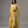 Yellow Hand Crushed Silk Kurta Dress Set With A V Neck Embroidered Yoke And Panels 1 Yellow Hand Crushed Silk Kurta Dress Set With A V Neck Embroidered Yoke And Panels -Ethereal Styles mt01b1