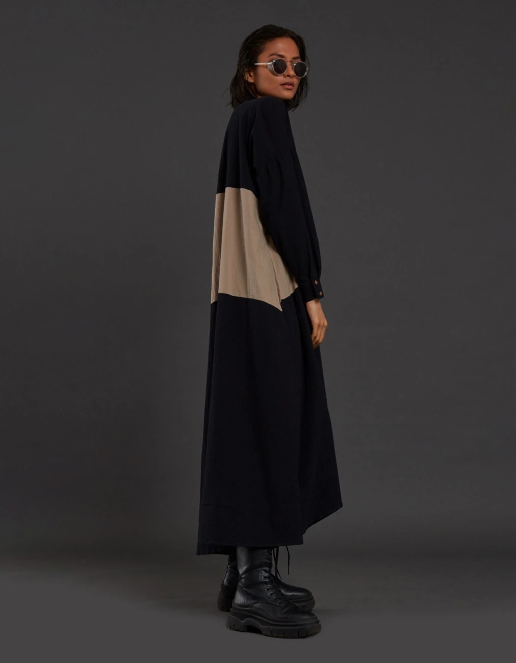 Black And Beige Band Dress 4 Black And Beige Band Dress - Image 2