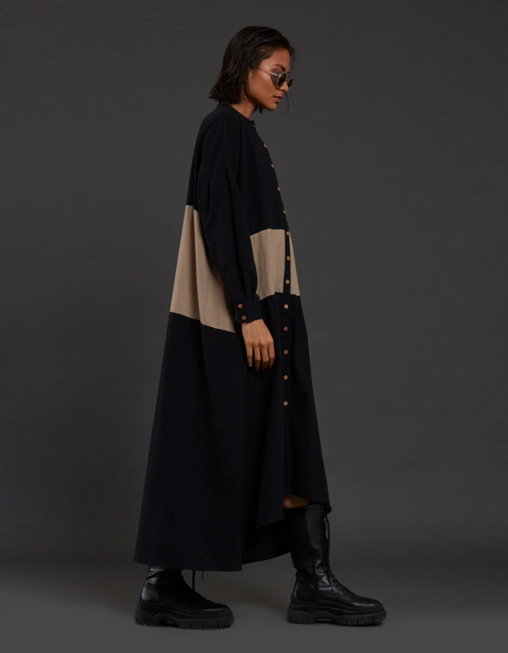 Black And Beige Band Dress 5 Black And Beige Band Dress - Image 3