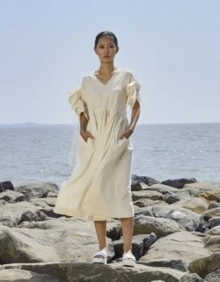 Off-White Ruffle Sleeve Dress 6 Off-White Ruffle Sleeve Dress -Ethereal Styles mtruffsldrnasluboatmeal2